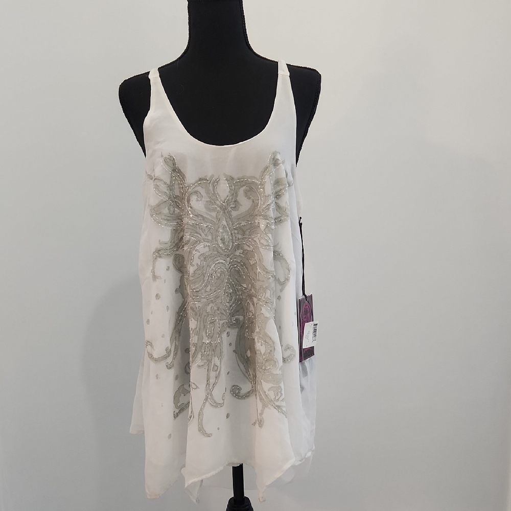 Rock & Roll Cowgirl White Embellished Camisole